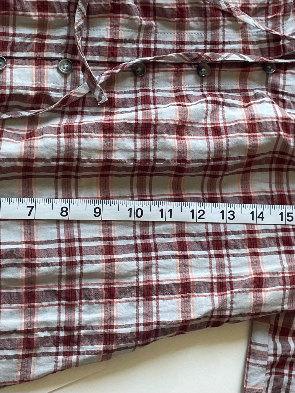 Anthropologie Red and Light Blue Plaid Button-Down Shirt - Picture 8 of 9